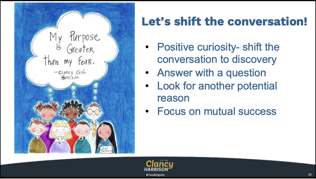 Let's Shift the Conversation
1. Positive curiosity shift the conversation to discovery
2. Answer with a question
3. Look for another potential reason
4. Focus on mutual success